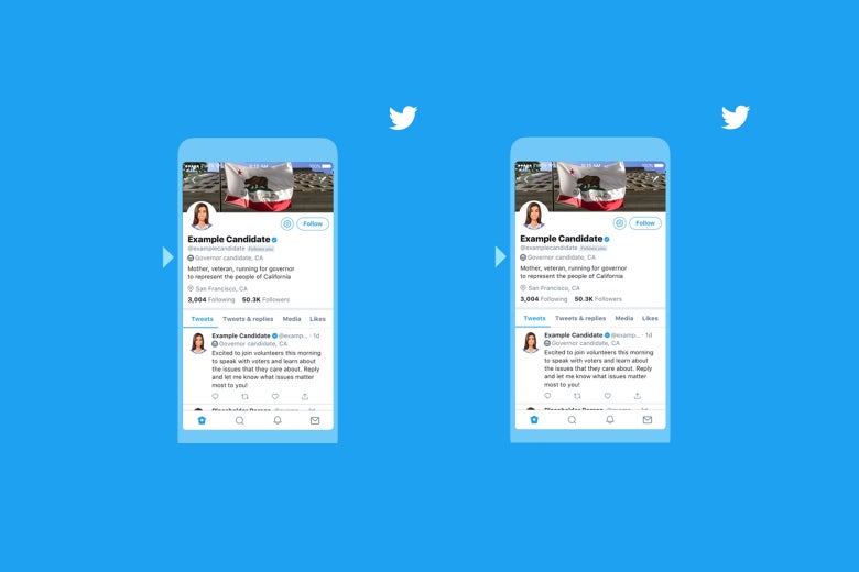 Screenshots show the special verification treatment midterm candidates will receive on Twitter.
